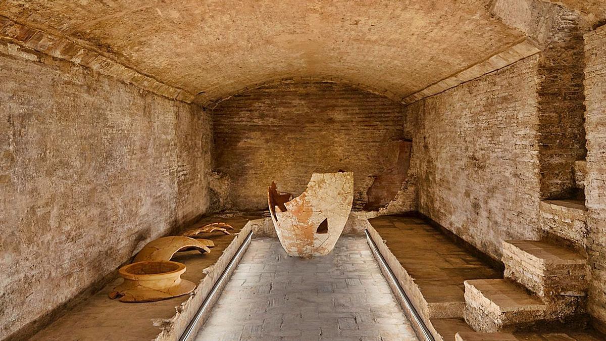 Bodega del siglo XV en el 
edificio de Bombas Gens, en 
València. FRANK GÓMEZ