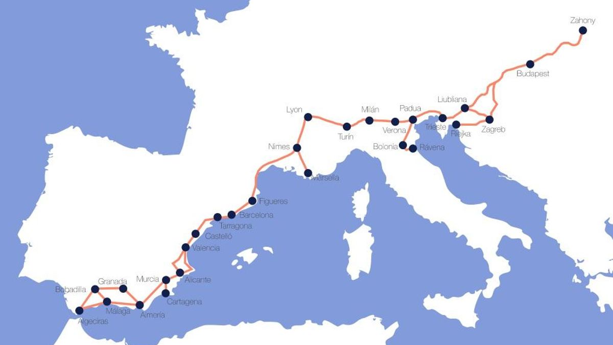 Mapa del corredor del Mediterrani.