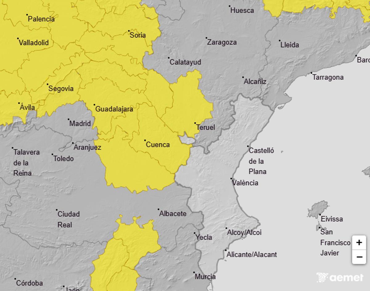 Avisos amarillos por nieve para este fin de semana