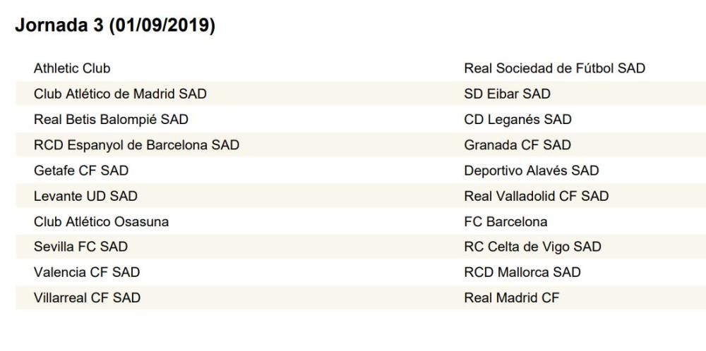 Calendario de LaLiga completo: Valencia CF; Levante UD, Villarreal...