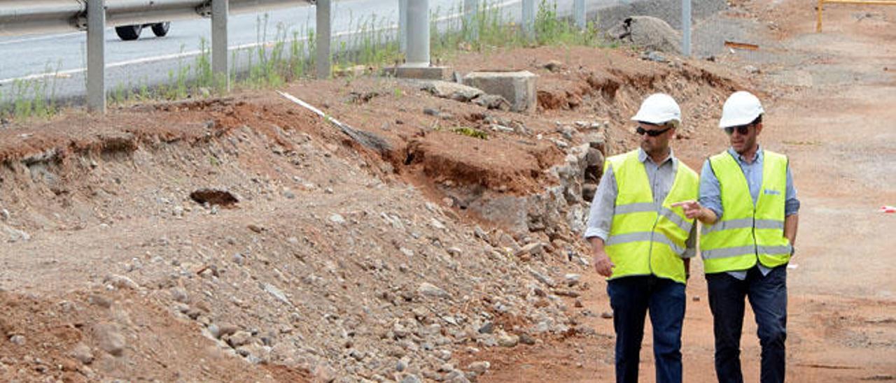 Estado de las obras que se ejecutan a la entrada del casco de Arucas.