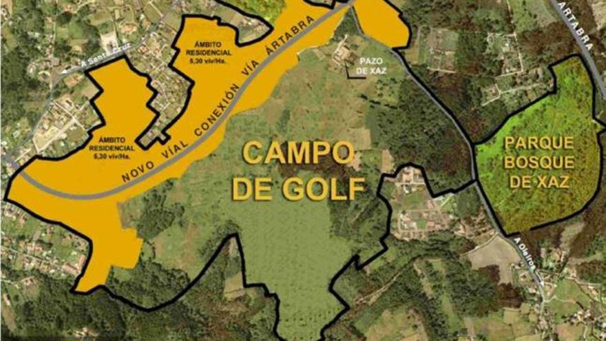 Delimitación del ámbito del sector residencial-deportivo del campo de golf de Xaz. / la opinión