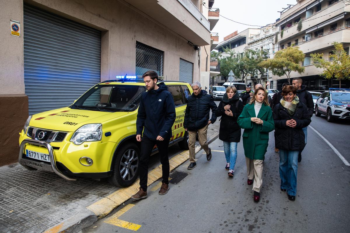 La ministra de Transportes, Raquel Sánchez, en su visita al lugar del accidente de trenes, en la estación de Montcada i Reixac-Manresa