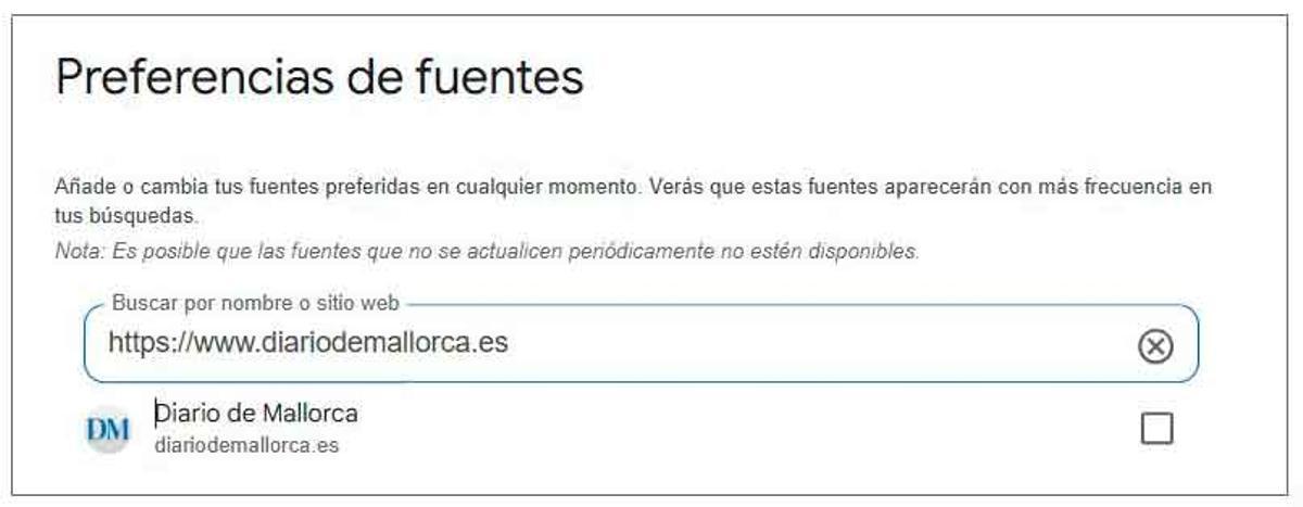 Preferencias de fuentes