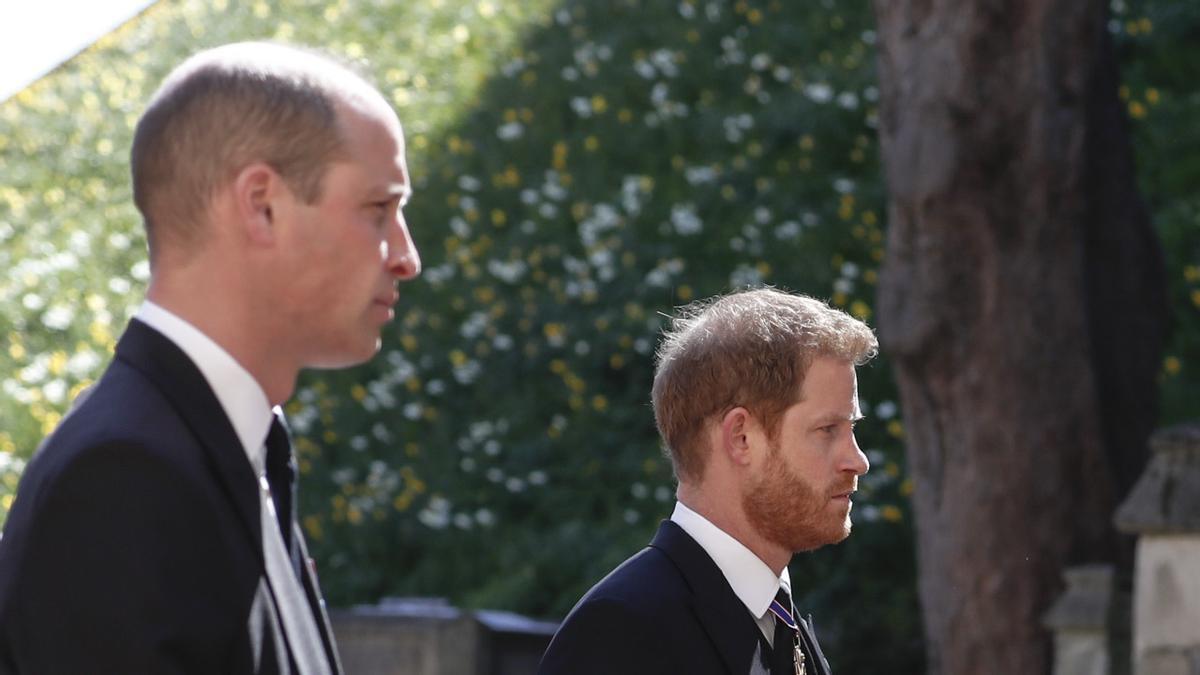 Harry y Guillermo de Inglaterra, en el funeral del duque de Edimburgo