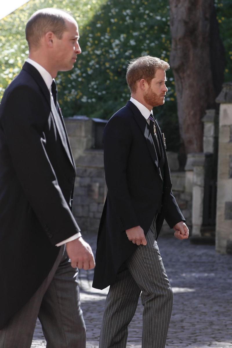 Harry y Guillermo de Inglaterra, en el funeral del duque de Edimburgo