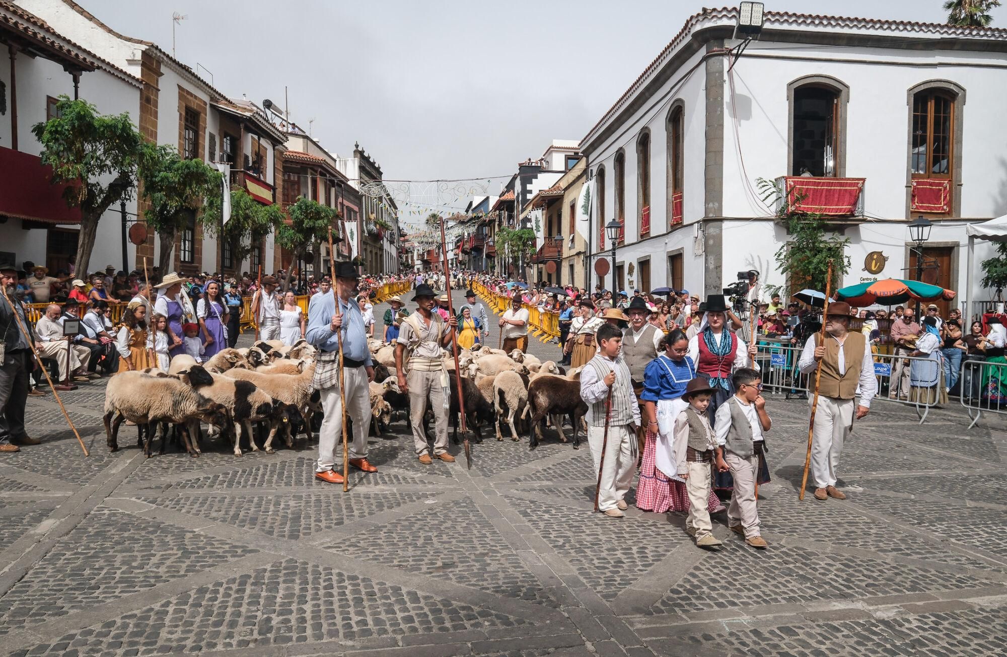 Ganado y ganaderos ante la Virgen del Pino.