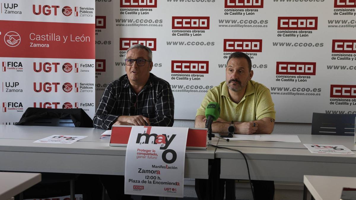 El secretario de UGT, Juan Escudero, y el de CC OO, Jesús Carretero.