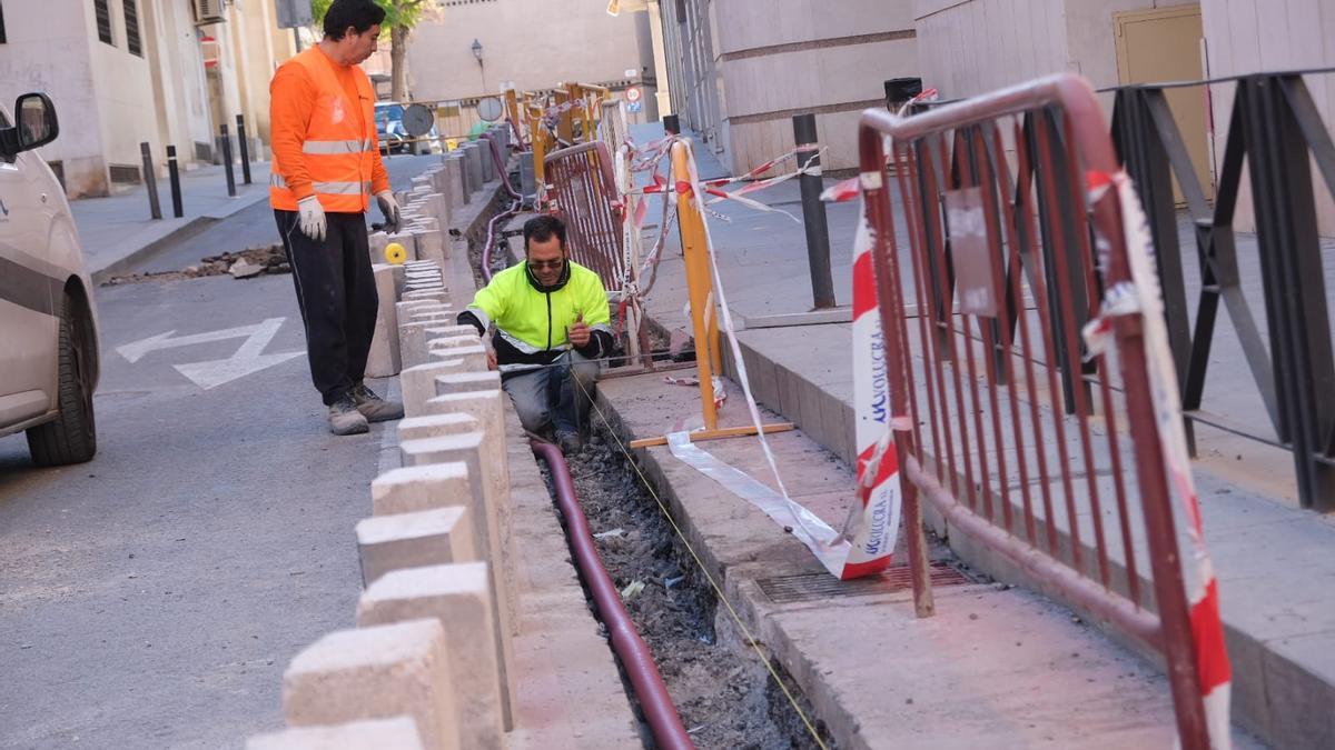 Trabajos hoy en la calle Sant Joan