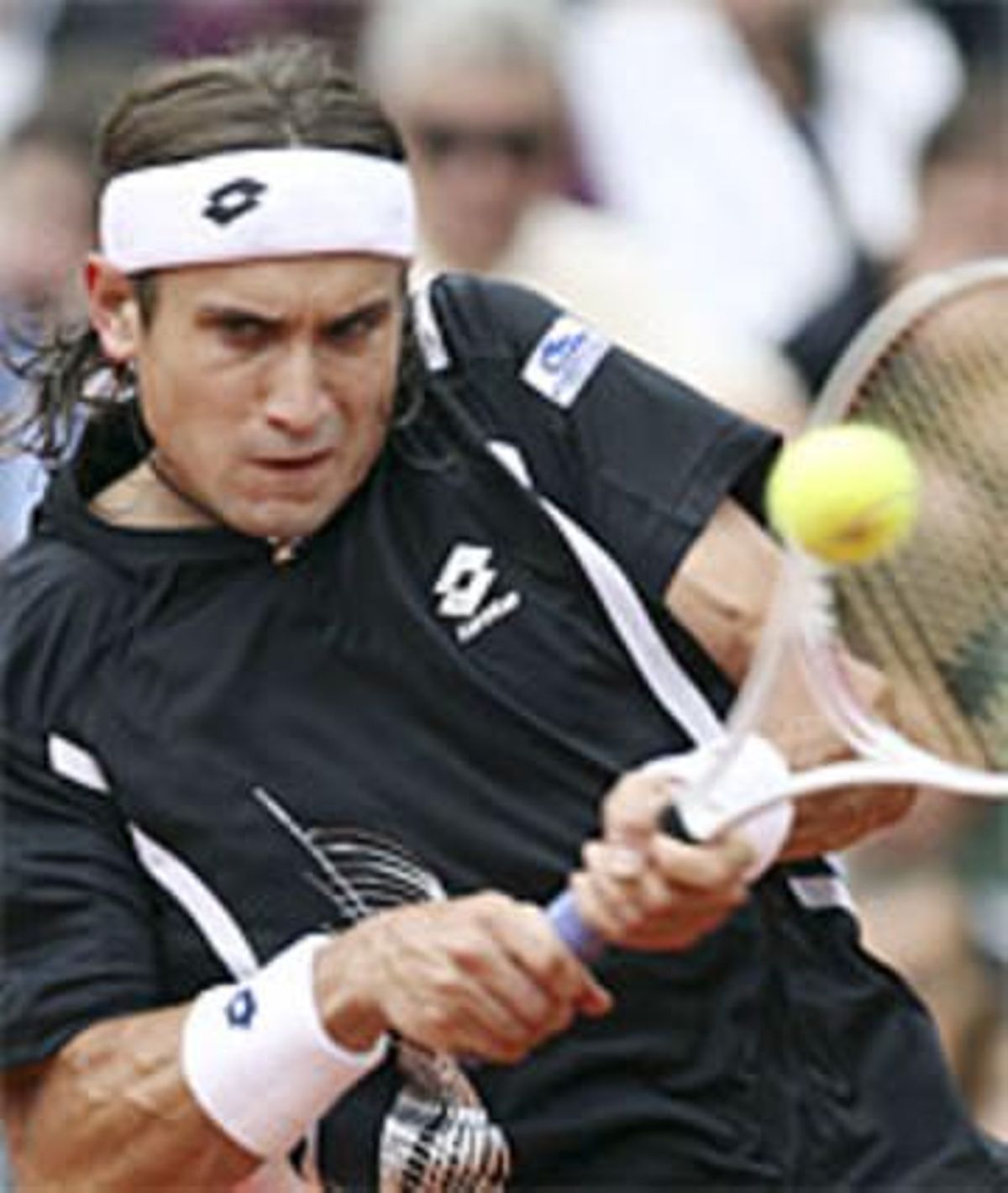 David Ferrer, durant el partit de quarts de final del torneig Roland Garros.
