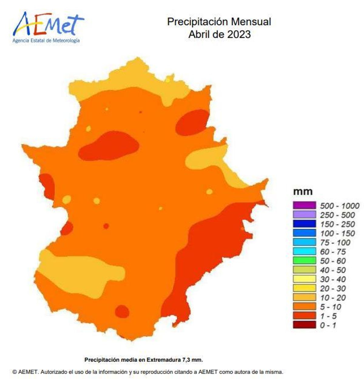 Precipitación mensual de abril.