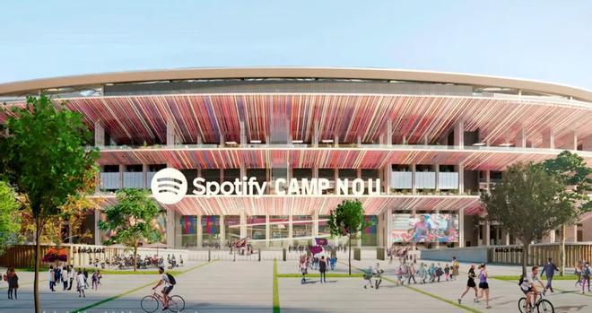 Así lucirá el logo de Spotify en la fachada del Camp Nou