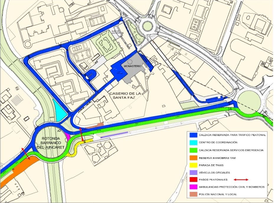 SANTA FAZ 2022 | Calles y carreteras cortadas al tráfico.