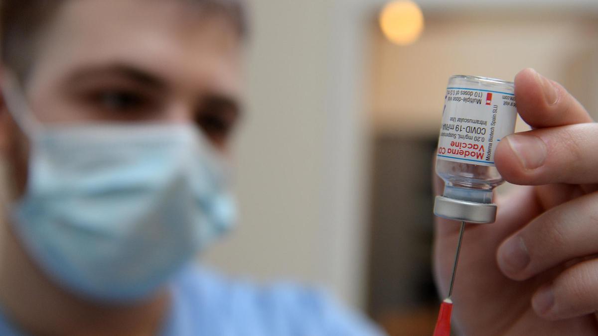 The Moderna COVID-19 vaccine at a vaccination center in Brussels