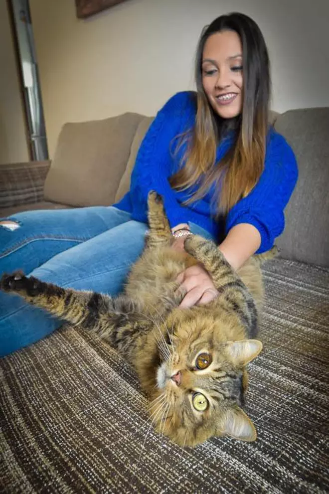 Circe Santana y su gato Tigre