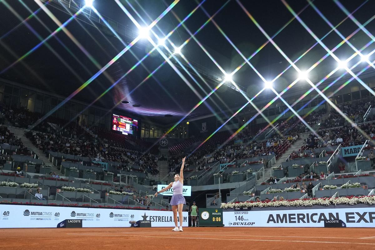 Aryna Sabalenka, durante su semifinal del Mutua Madrid Open contra Elina Svitolina.