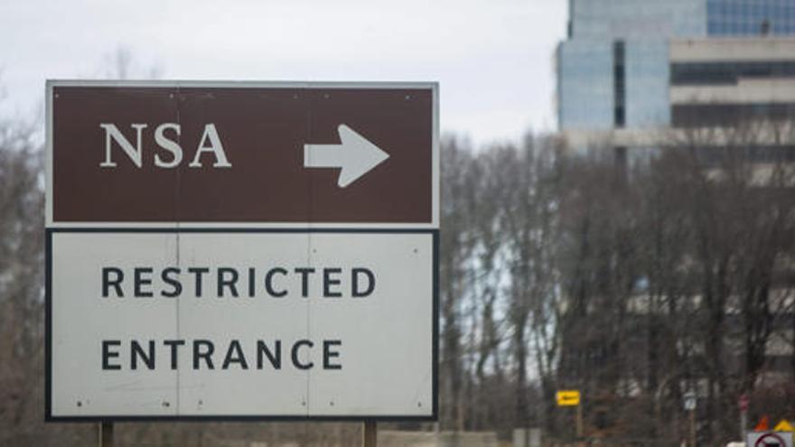 Cartel de entrada a la sede de la NSA, en Fort Meade.