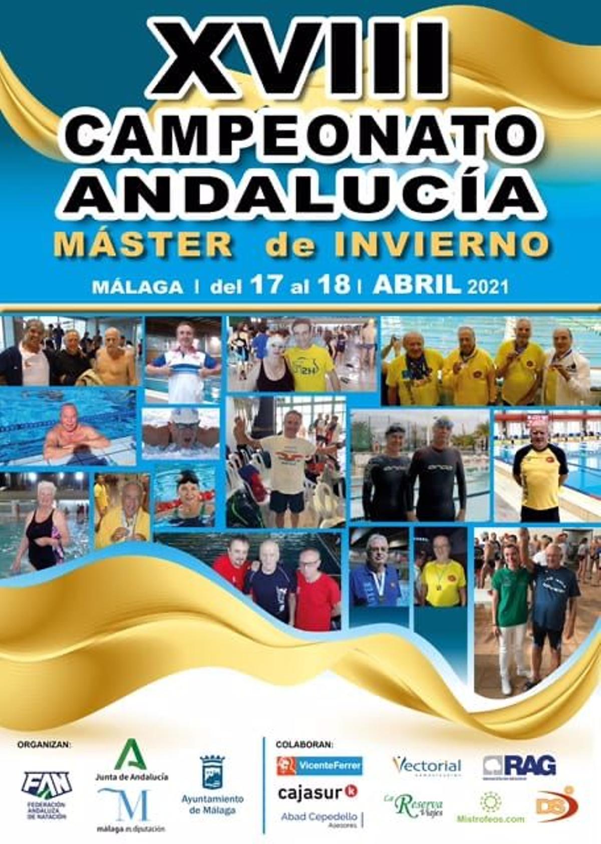 Cartel promocional del XVIII Campeonato de Andalucía máster de natación.