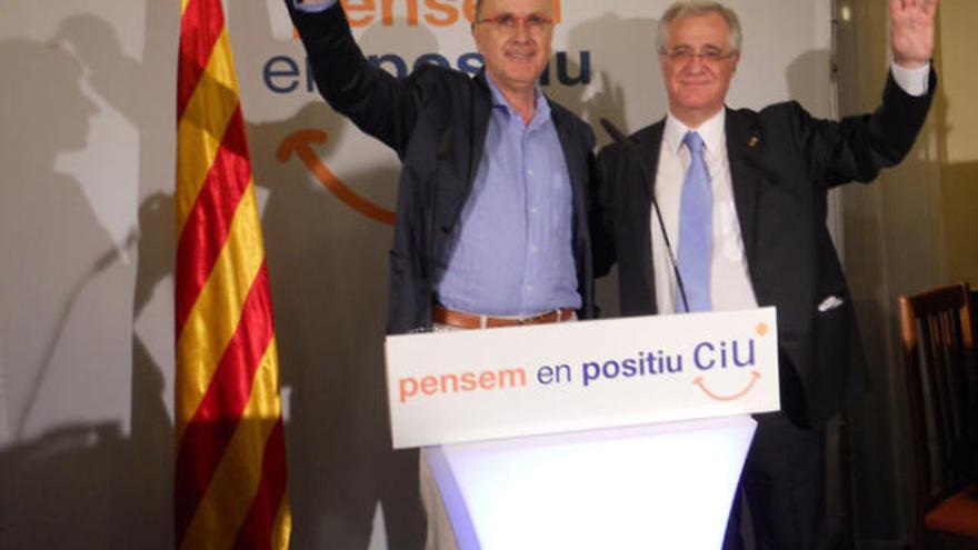 Josep Trias -a la dreta- en un acte electoral amb Duran i Lleida a Blanes.