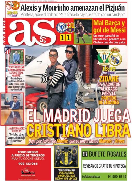 Portadas deportivas miércoles 21 de febrero de 2018