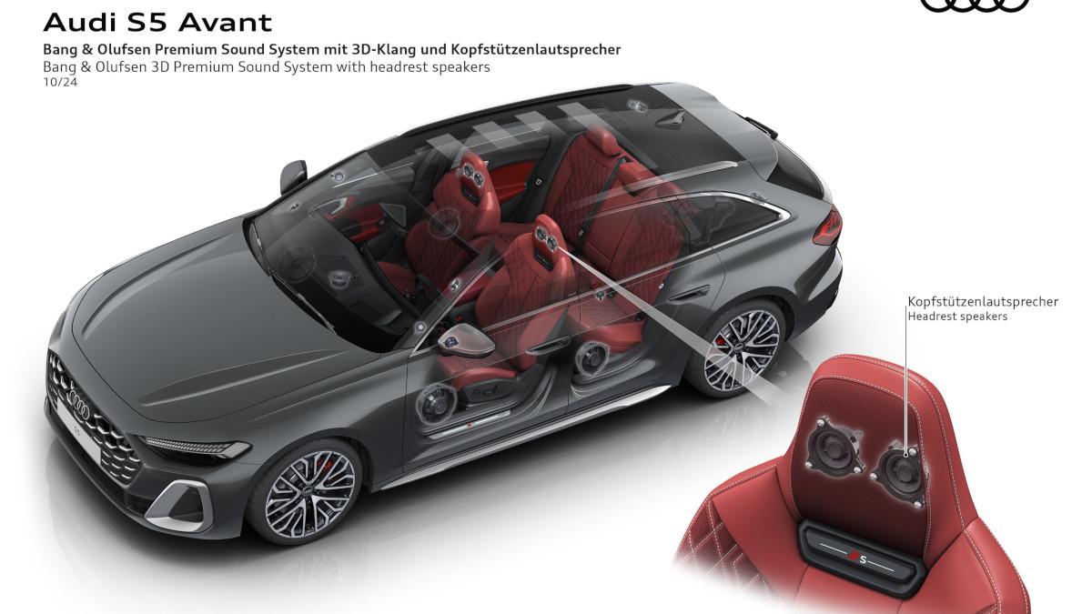 Audi S5 Avant con altavoces en los reposacabeas