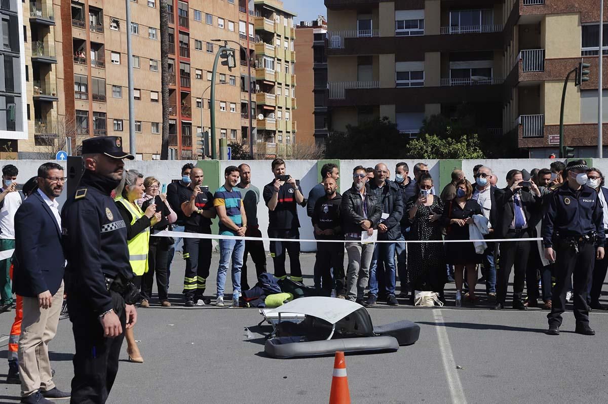 Simulacro de accidente de tráfico en la Diputación de Córdoba