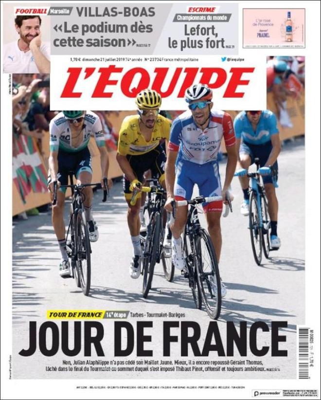 Portada de LÉquipe del 21 de julio