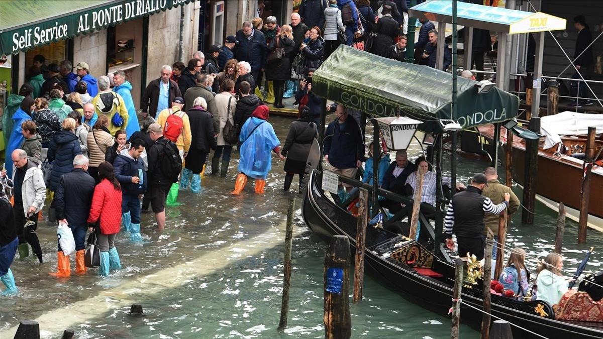 Imágenes de Venecia inundada por el 'acqua alta'.