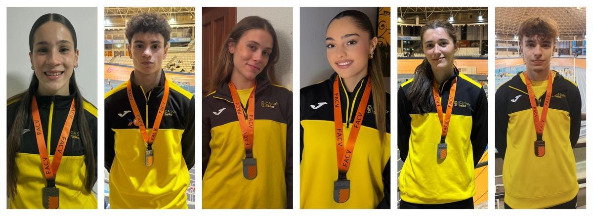 Laura Castillo, Álex Sangil, Lucía Gramage y Aitana Guerola, con las medalla