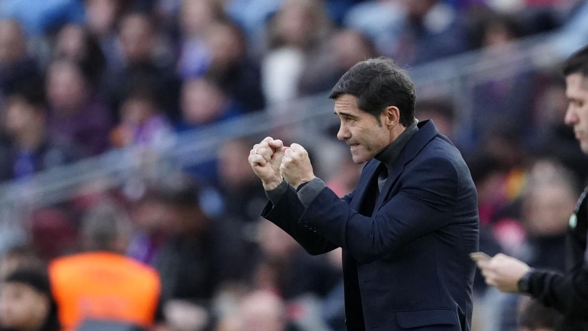Marcelino, en el partido que el Villarreal perdió en Can Barça