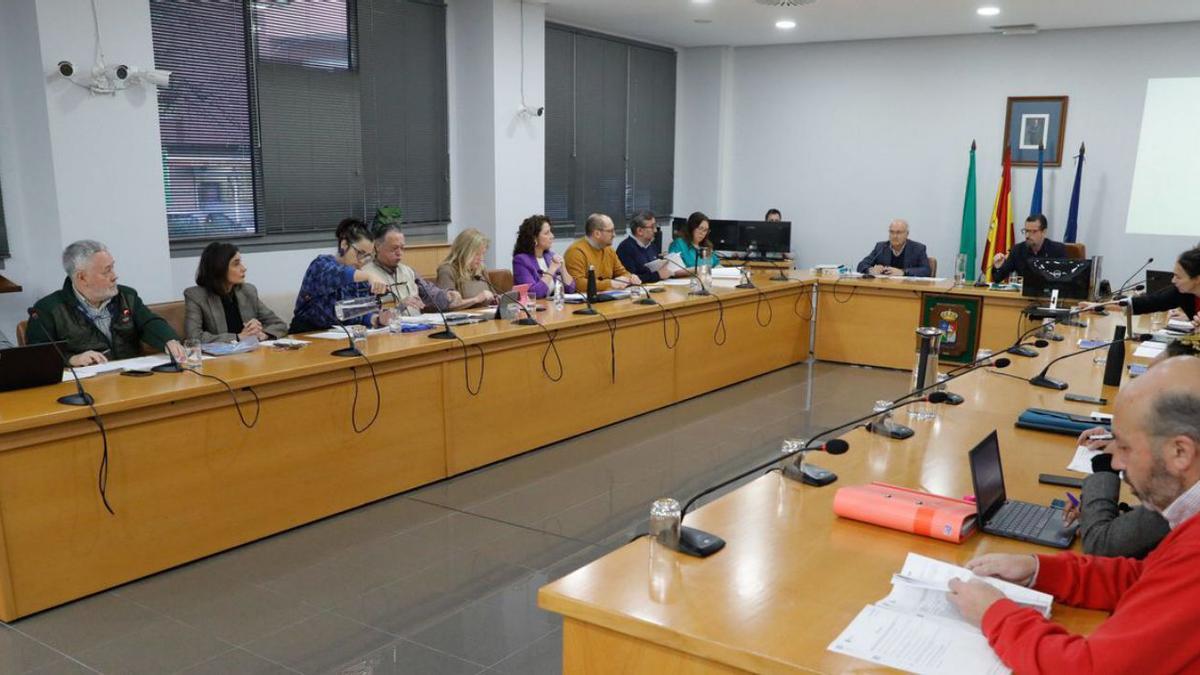 Un pasado pleno de Castrillón con la bancada de PP y Vox, a la izquierda de la imagen. | R.S.