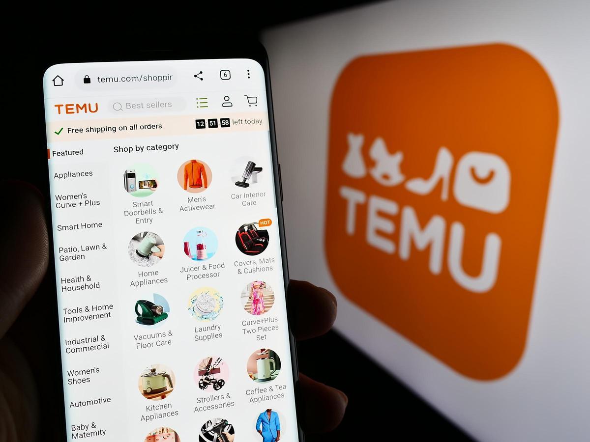 Una pantalla de móvil con la app de Temu.