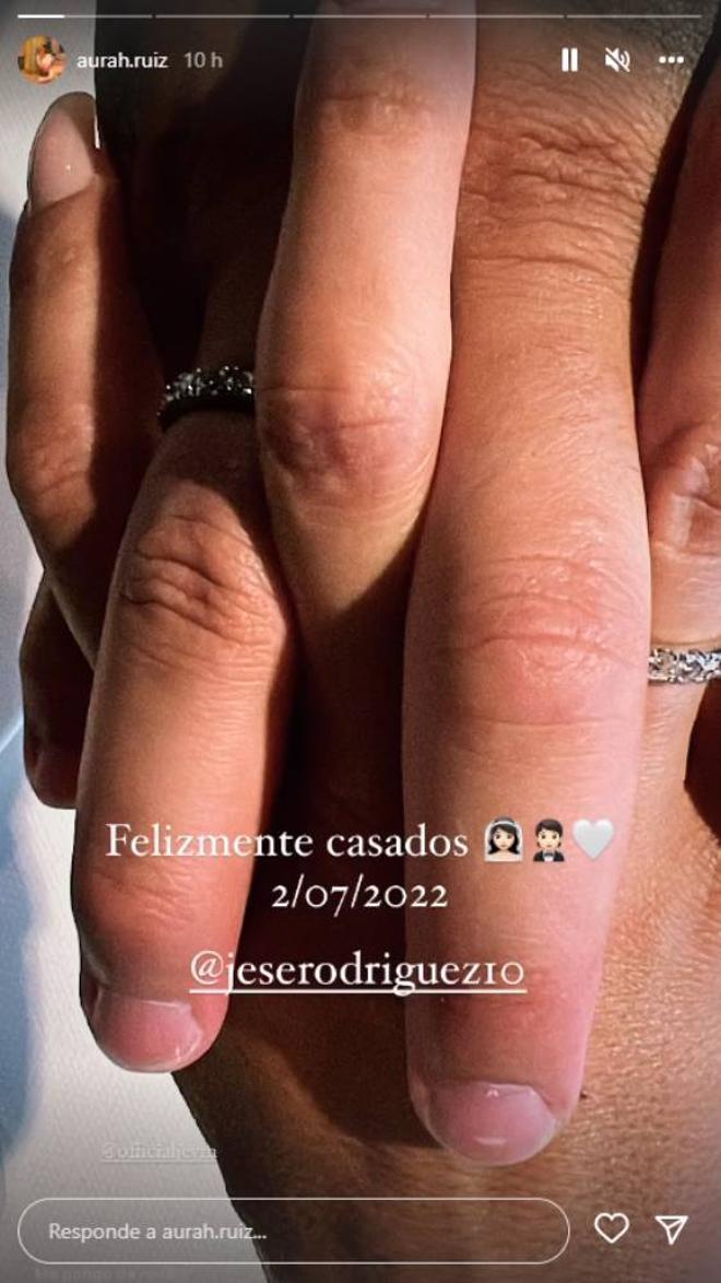 Aurah Ruiz y Jesé Rodríguez, un Instagram Stories para mostrar los anillos de boda