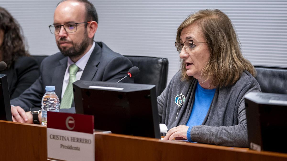 El director de análisis, Ignacio Fernández, y la presidenta de la Airef, Cristina Herrero, en una comparecencia pública.