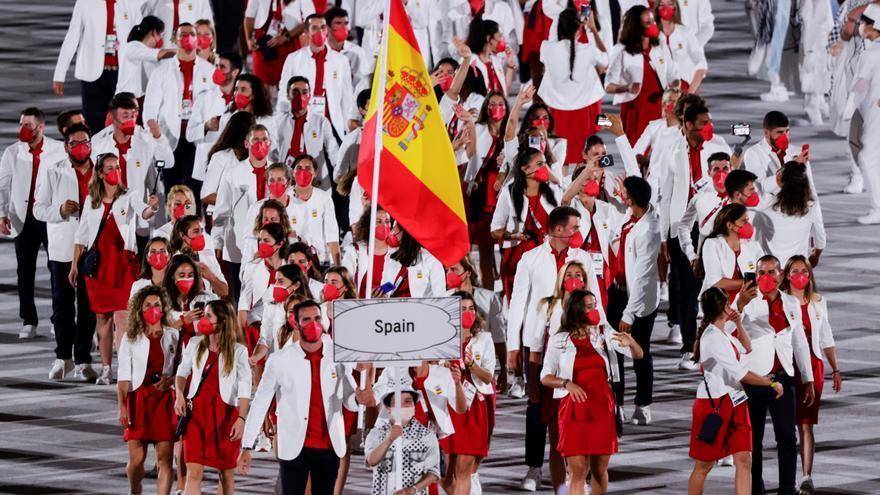 La delegación española durante la inauguración de los JJOO de Tokio 2020.