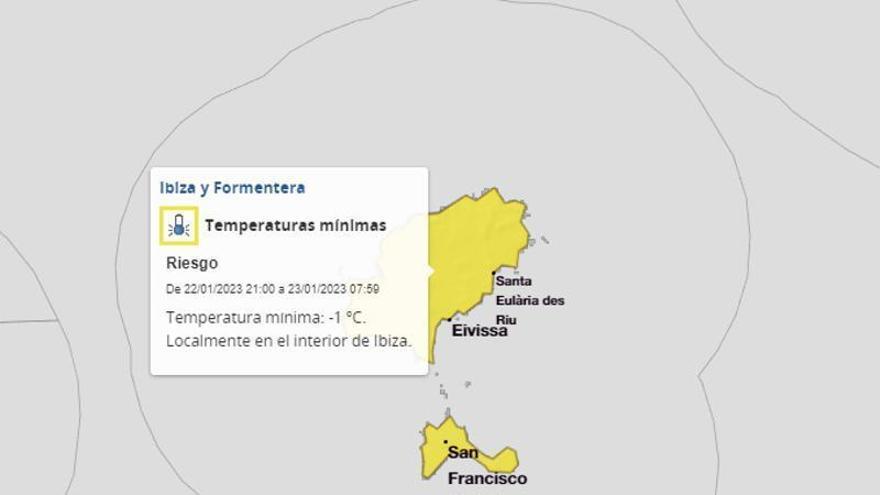 Alerta por temperaturas bajo cero en Ibiza y Formentera
