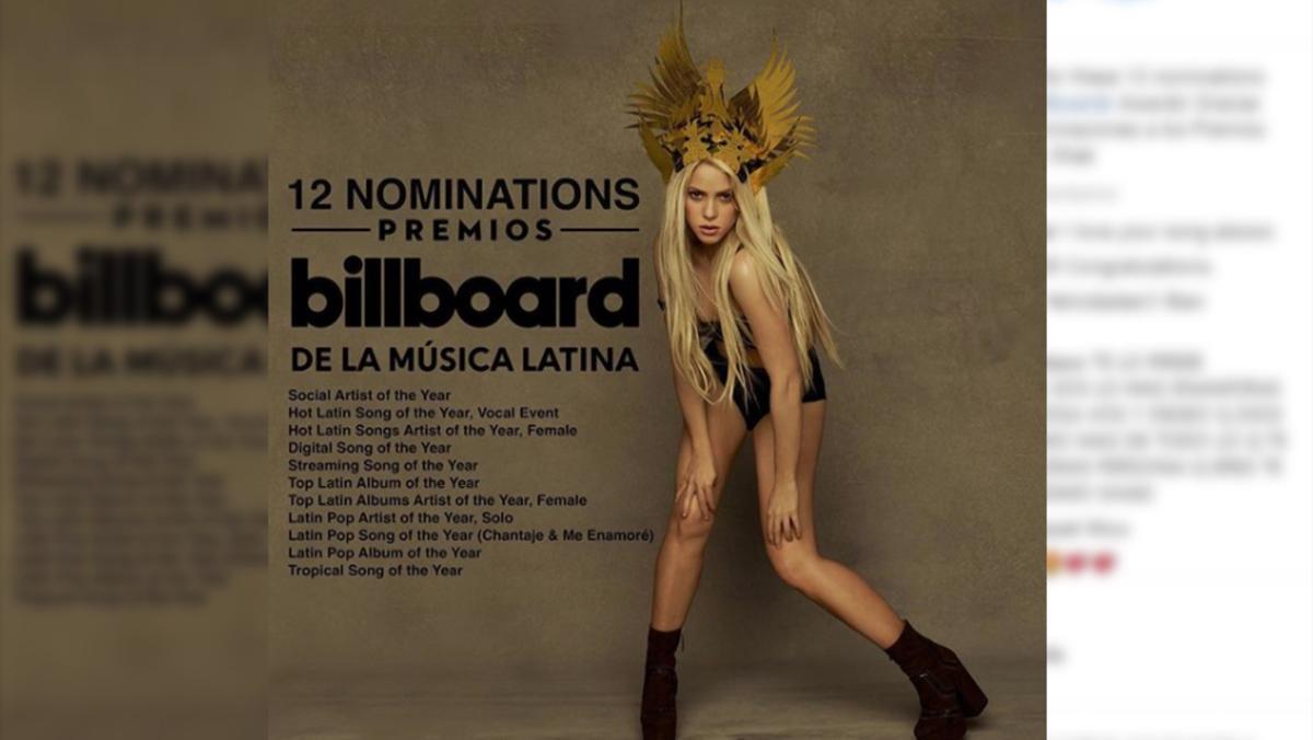 Shakira obté 12 nominacions en els premis Billboard.