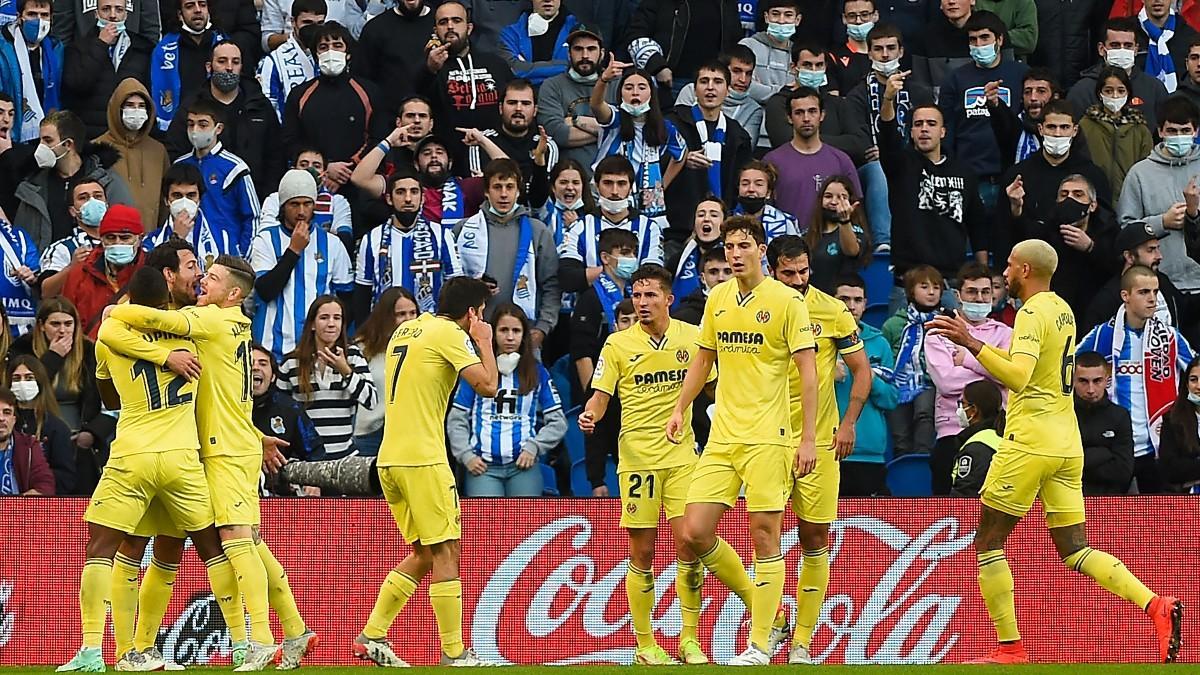 Gerard Moreno celebra su primer gol a la Real Sociedad