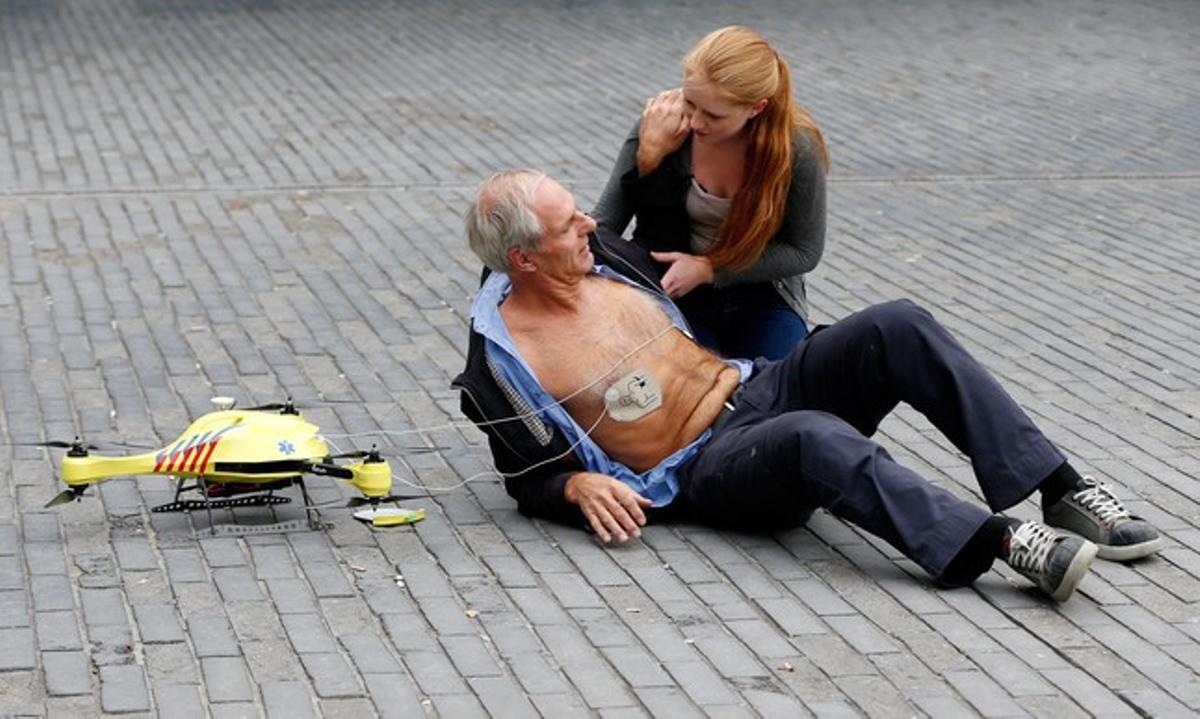 Presentació del ’drone ambulància’ al campus de la Universitat de Delft, aquest dimarts.