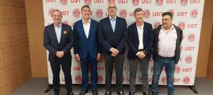 El Consejero Delegado De Orange España, Jean-François Fallacher, Su Homólogo En Vodafone España, Colman Deegan, El Presidente De Telefónica España, Emilio Gayo, El Secretario General(SG) De UGT Comunicaciones, Alfredo Mesa, y el SG de Fesmc-UGT - UGT.