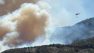 Incendio forestal en Paüls: veinte dotaciones trabajan para evitar que el fuego no llegue a la carretera