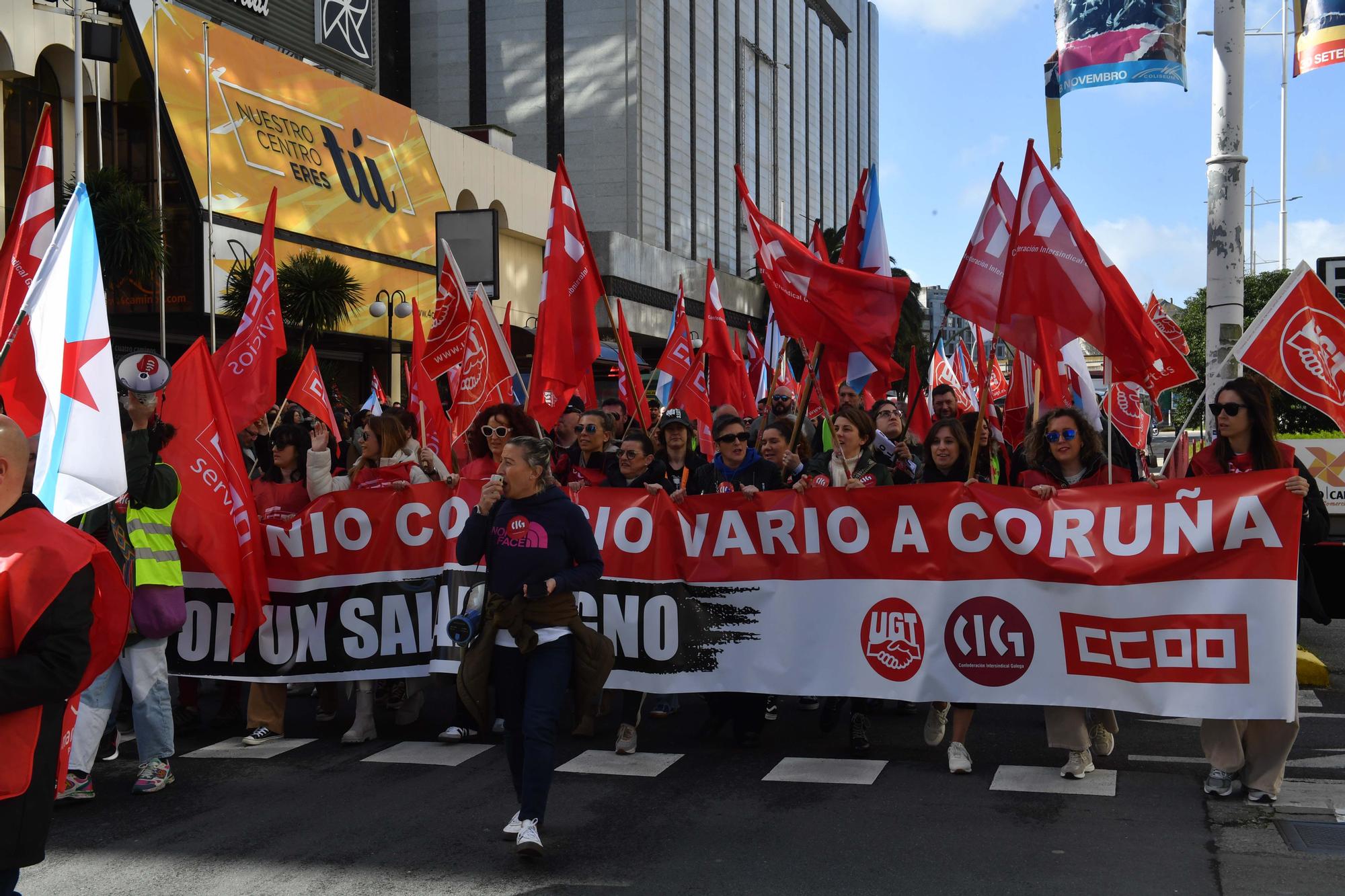 Manifestación de trabajadores del comercio en A Coruña