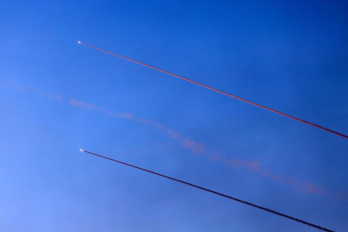 Misiles lanzados desde la ciudad de Gaza hacia Israel
