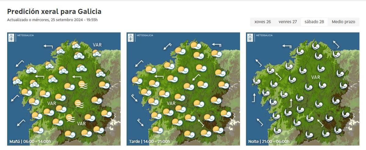 Previsión de Meteogalicia para este sábado, 28 septiembre
