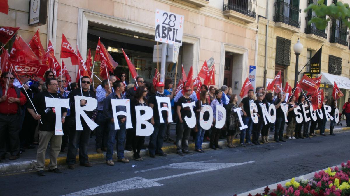 Protesta de Comisiones Obreras contra los accidentes laborales, en una imagen de archivo