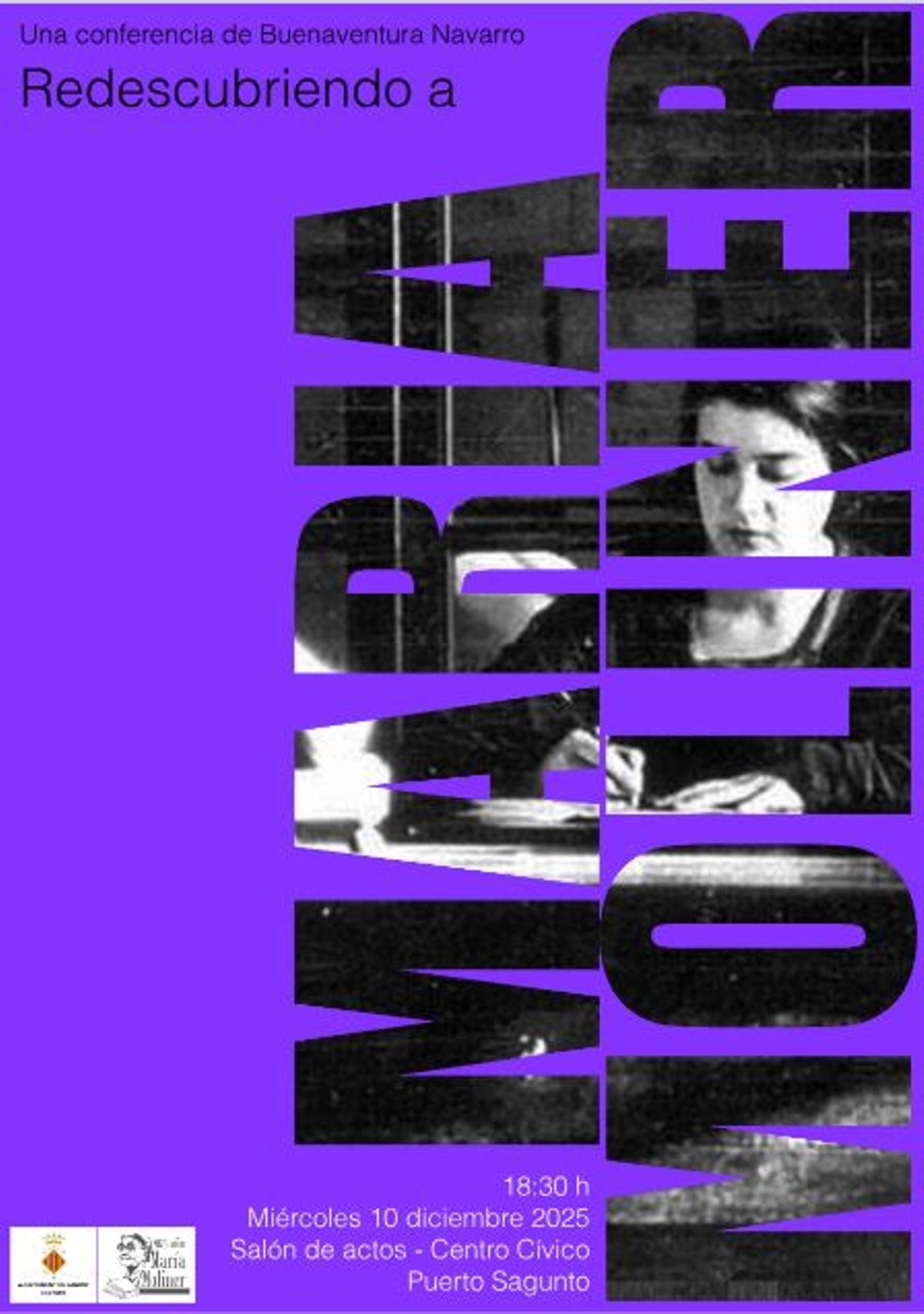 Cartel de la charla sobre María Moliner.