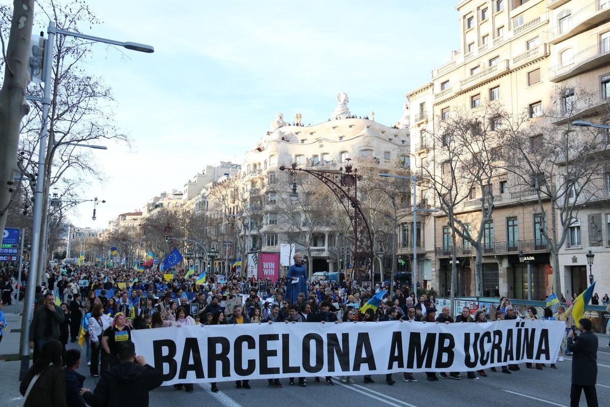 Manifestación comunidad Ucrania en Barcelona