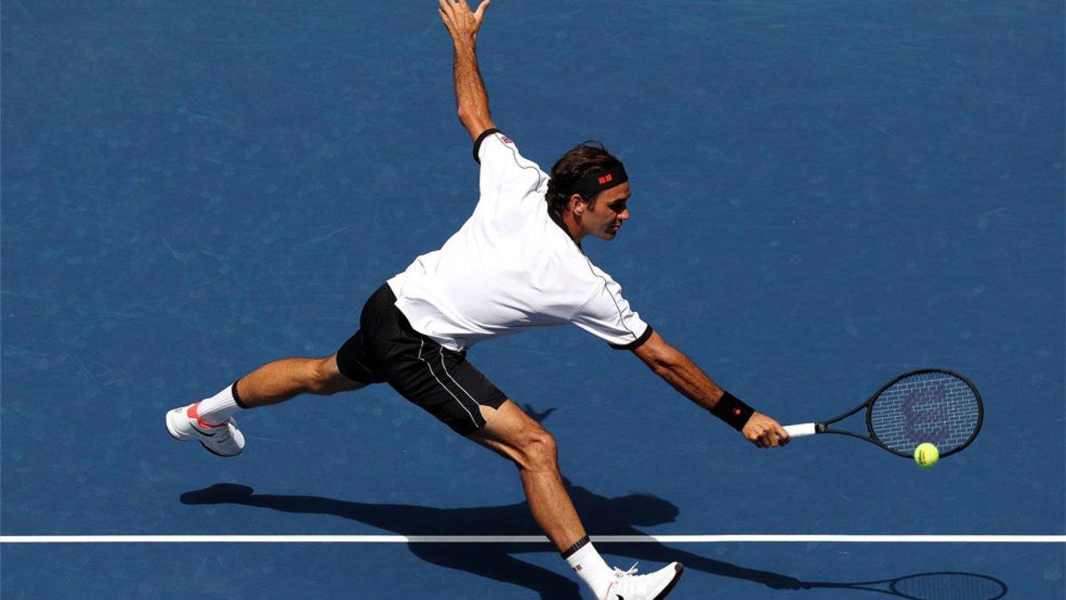 Federer, durante su partido ante Goffin