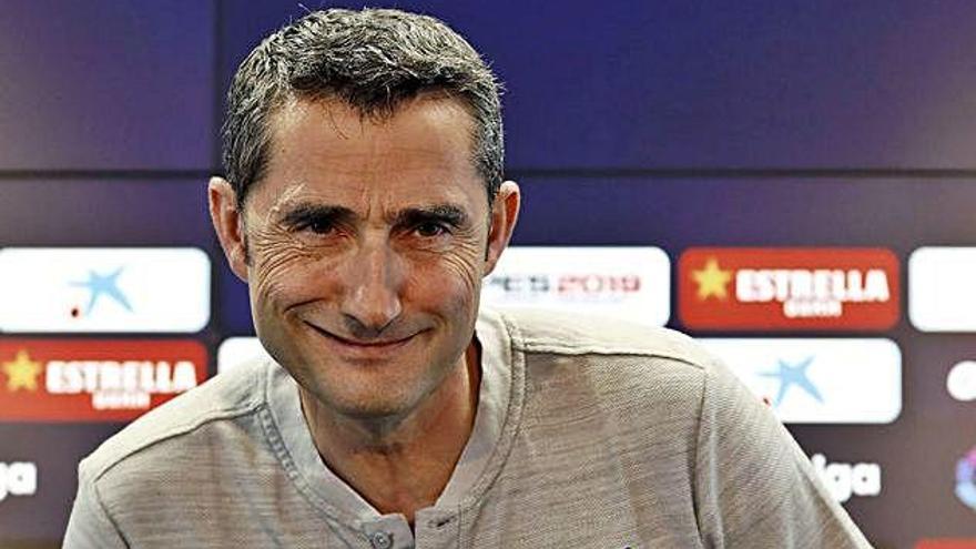 Ernesto Valverde durant la roda de premsa d&#039;ahir, en la prèvia contra el Getafe