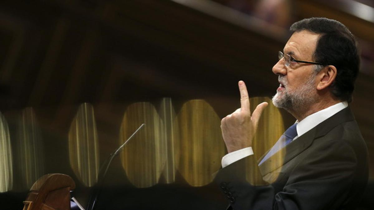 Mariano Rajoy, durante una de sus intervenciones en el debate, este miércoles.